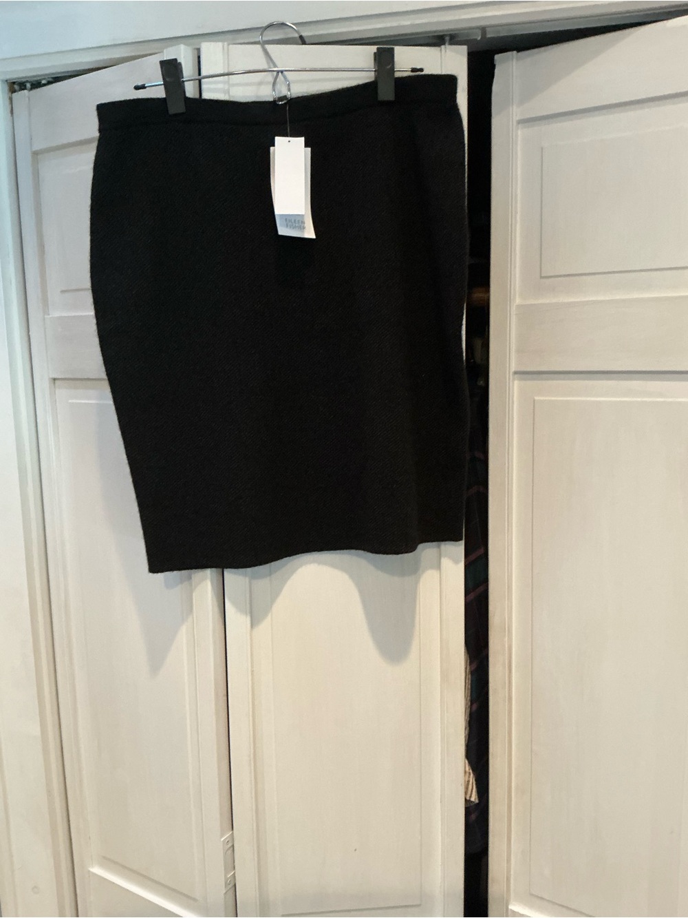 Eileen Fisher NWT Black Wool/cotton  Pencil Skirt - PL